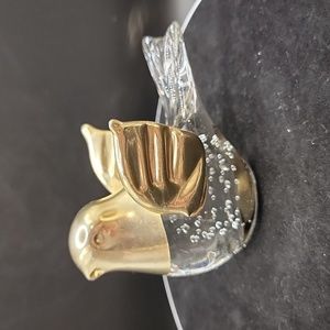 Vintage Gold and Controlled Bubbles Glass Bird Paperweight